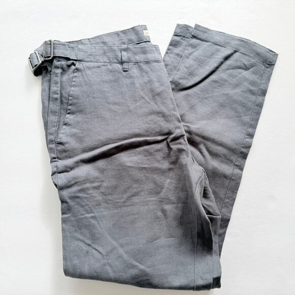 ONIA Mens' Straight-Leg 100% Linen Trousers Grey Size 34 Casual Flat Front - Picture 8 of 9